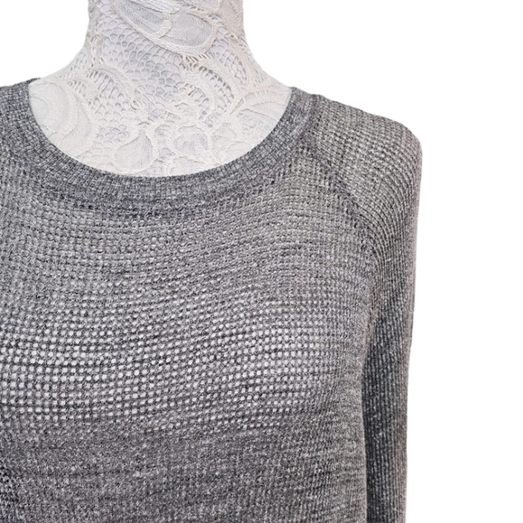 Eileen Fisher Gray Thermal Open Knit Crew Neck Long Sleeve Shirt Size Small - Picture 6 of 11